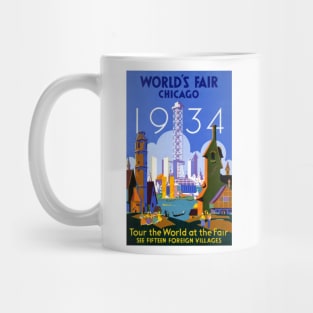 Vintage Travel Poster USA Chicago World's Fair 1934 Mug